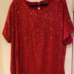 Cotton Bleu’s Red Sequin Women's Top